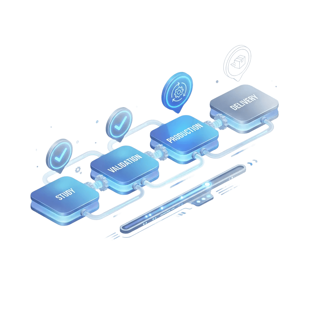 Isometric engineering blueprint with tools